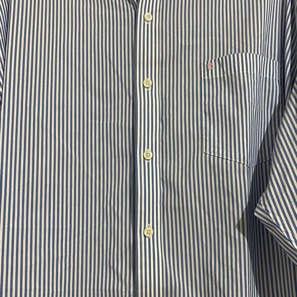 IZOD MEN’s Blue & White Stripes Non-Iron Button Down Long Sleeve Shirt Size-XXL - Picture 4 of 5